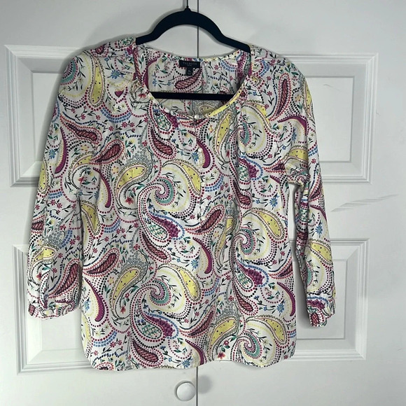 Talbots Tops - Talbots Petites Paisley Peasant top Medium